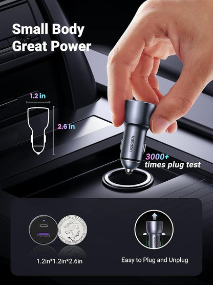 UGREEN 60W Car Charger USB C and USB A Black