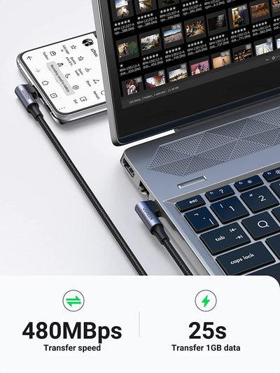 UGREEN 2M Angled USB-C Male to Male Cable Black