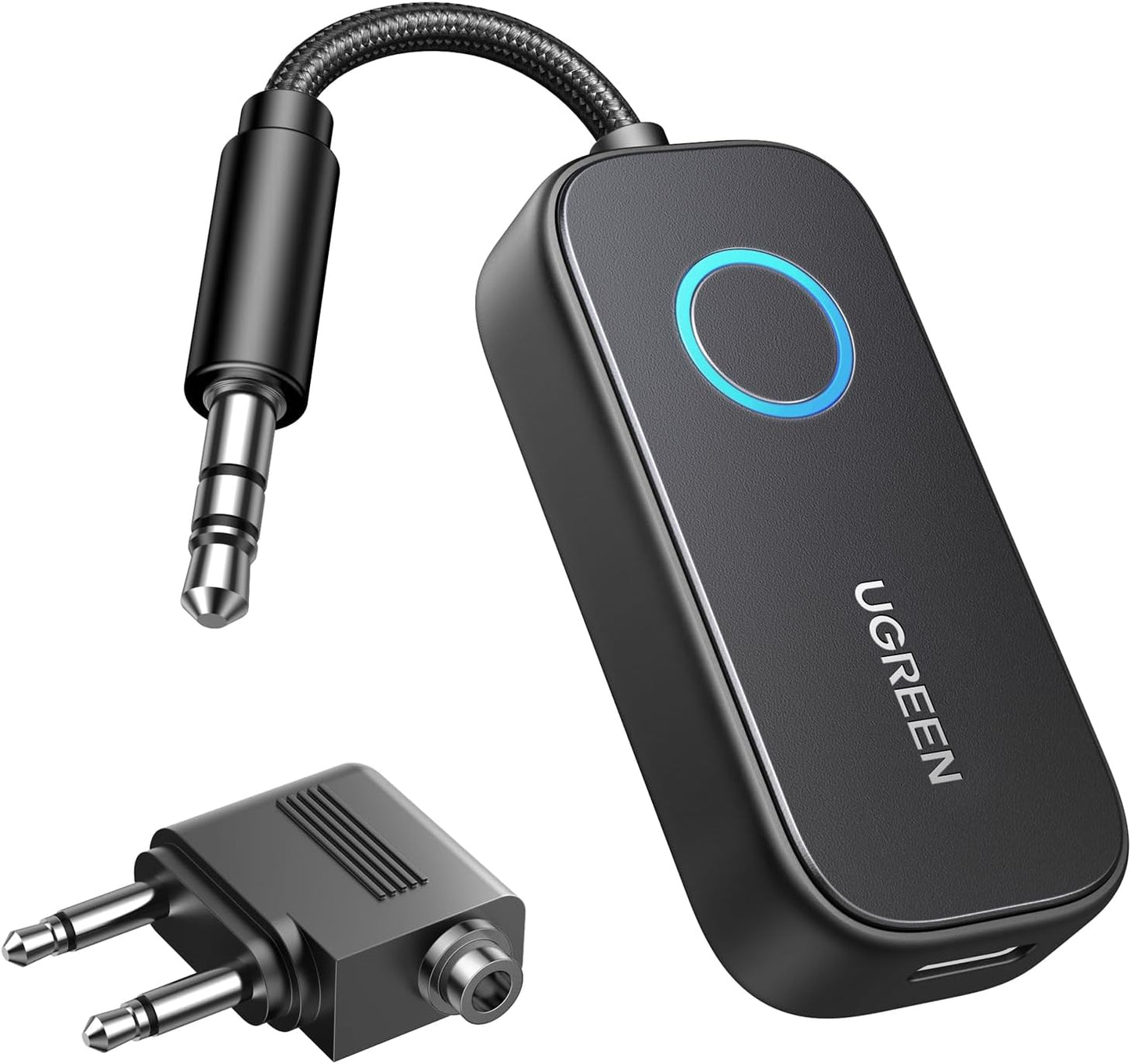 UGREEN 3.5mm Bluetooth Transmitter w Airplane Adapter Black