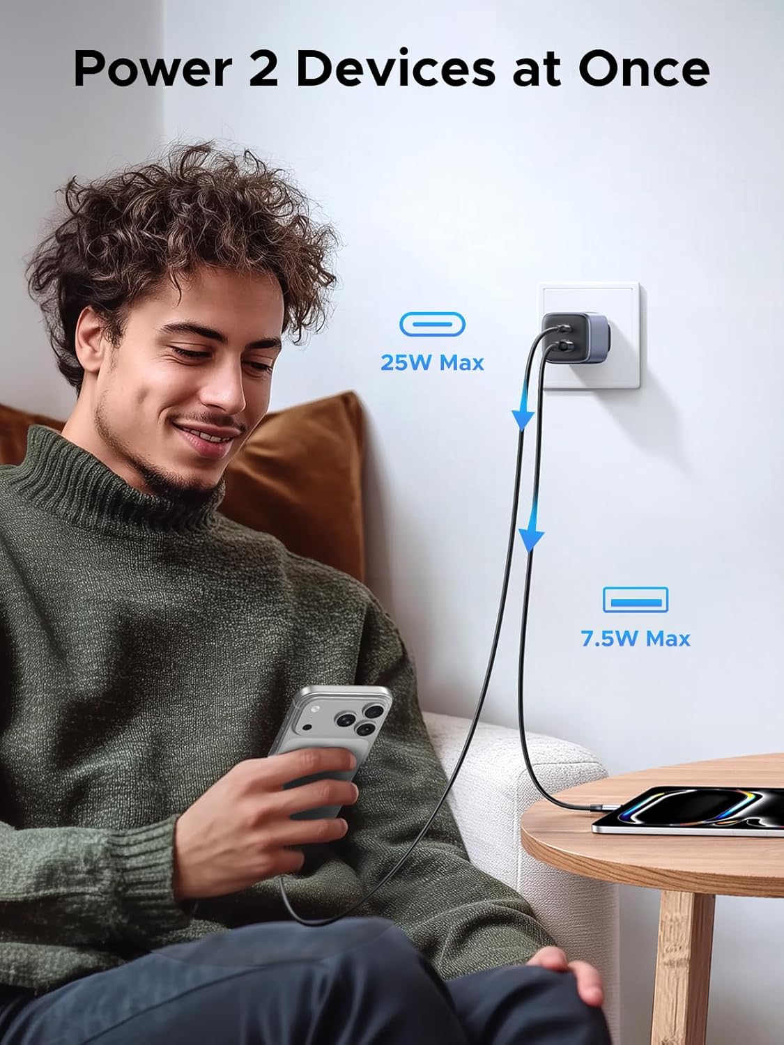 UGREEN Nexode 35W USB C GaN Charger - 2 Ports Wall Silver