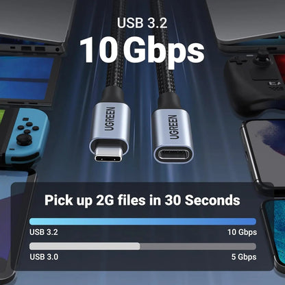 UGREEN 1M USB-C 3.2 Gen 2 MaleFemale Extension Cable
