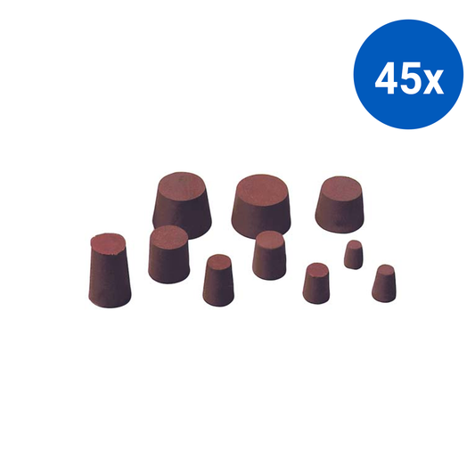 Solid Rubber Stopper 20mm Base x 26mm Top x 28mm Height 10/Pack - Brown x45