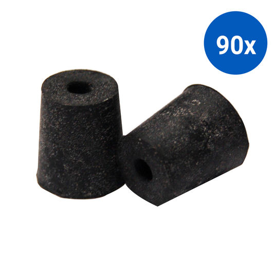 Rubber Stopper One Hole 12mm Base x 15mm Top x 18mm Height 10/Pack - Black x90