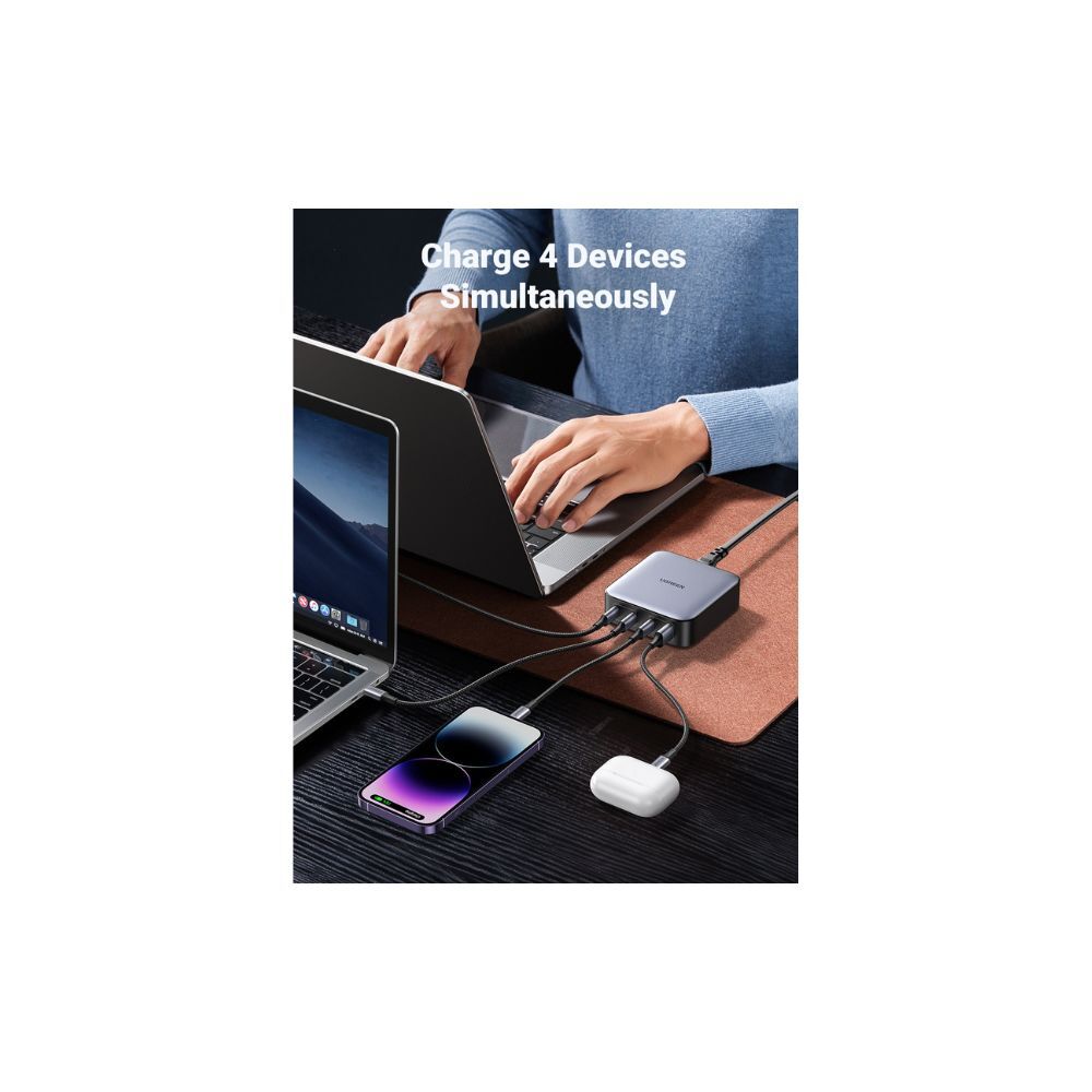 UGREEN Nexode 100W USB C GaN Charger-4 Ports Desktop Silver