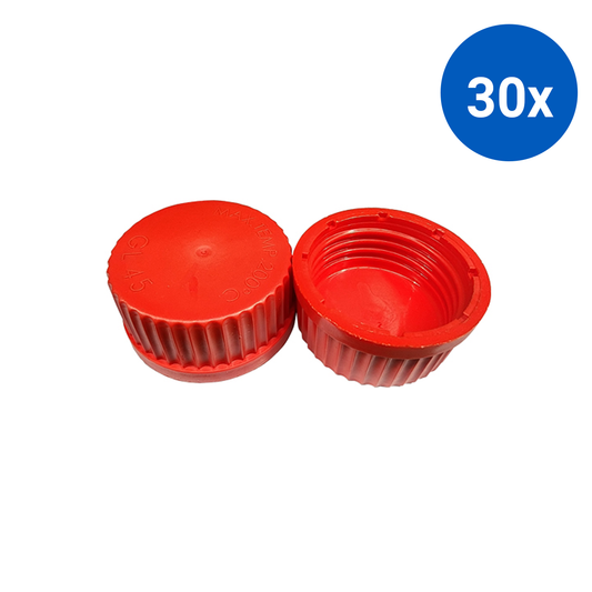 Screw Cap for Reagent Bottle 100mL to 5L PBT GL45 No Liner - Red x30