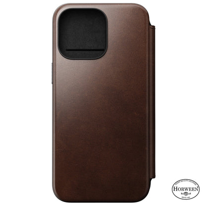 Nomad Modern Horween Leather Folio iPhone 15 Pro Max - Rustic Brown