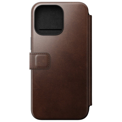 Nomad Modern Horween Leather Folio iPhone 15 Pro Max - Rustic Brown
