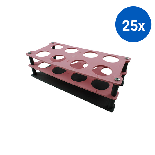 Aptaca Test Tube Rack Stand Recyclable PP 35mm Test Tube D 8 Holes 235x110x75 mm - Black x25