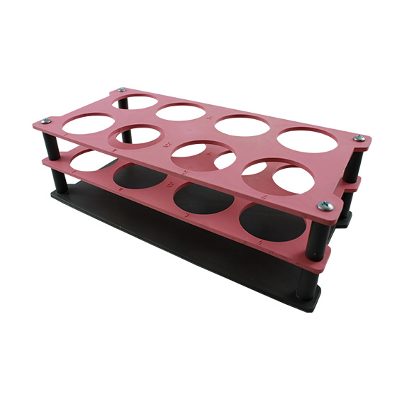 Aptaca Test Tube Rack Stand Recyclable PP 40mm Test Tube D 8 Holes 235x110x75mm - Black/Red x25