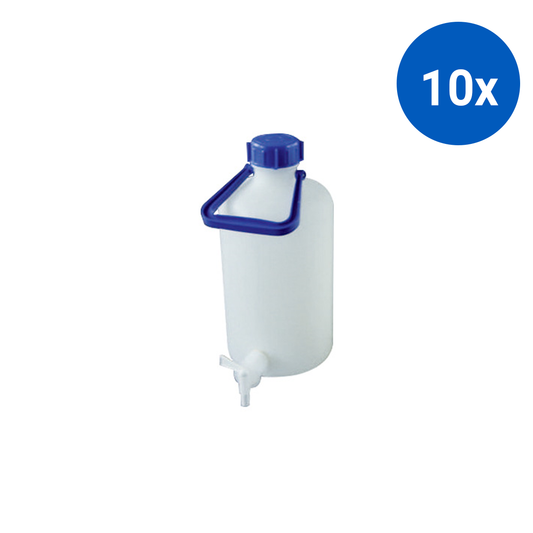 Aptaca Storage Bottle / Aspirator Bottle with Screw Cap and O-Ring 5L 345x170mm 62.5mm Mouth Diameter HDPE - White x10