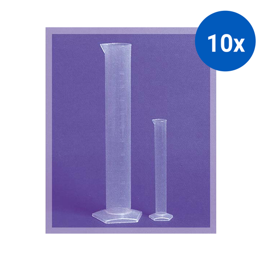 Aptaca Graduated Measuring Cylinder Tall Form 1000ml 66x439mm Class B Autoclavable 121C Polypropylene - Clear x10