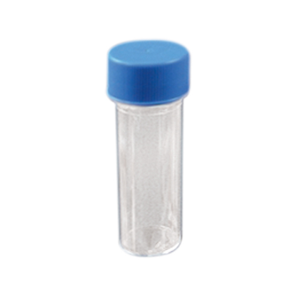 Livingstone Specimen and Urine Containers 25ml Labelled Polystyrene 100/Bag - Clear/Blue Cap x15