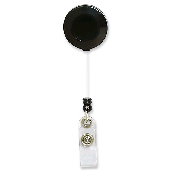 Identification or Access Card Holder with Clip and Nylon Retractable Cord 75cm - Black x125