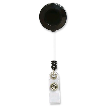 Identification or Access Card Holder with Clip and Nylon Retractable Cord 75cm - Black x125