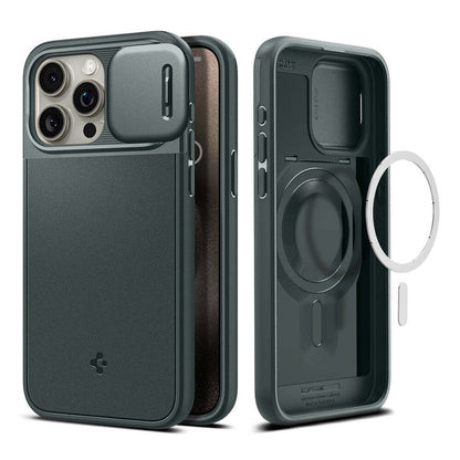 Spigen Optik Armor MagFit Case iPhone 15 Pro Max - Abyss Green