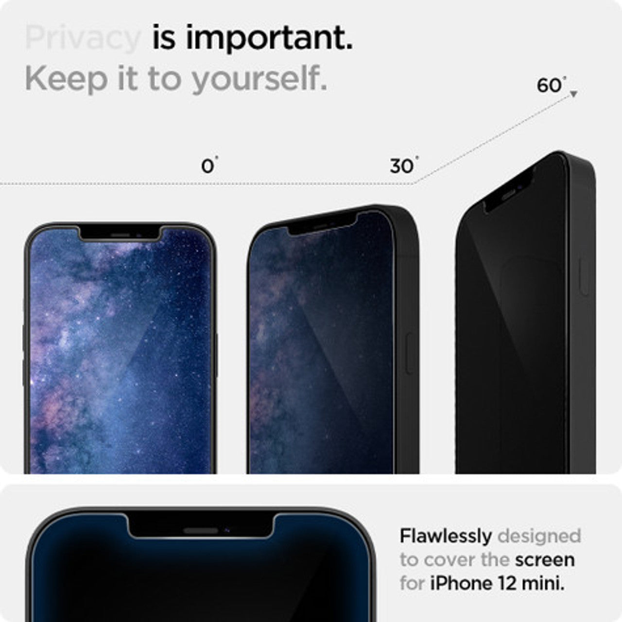Spigen Glas.tR HD Slim Privacy Tempered Glass iPhone 12 Mini - Black