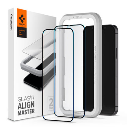 Spigen AlignMaster GLAS.tR Tempered Glass iPhone 12 Pro Max - Black