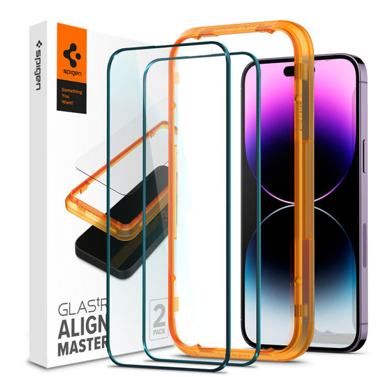 Spigen AlignMaster GLAS.tR Full Cover 2 PCS Screen Protector iPhone 14 Pro - Black