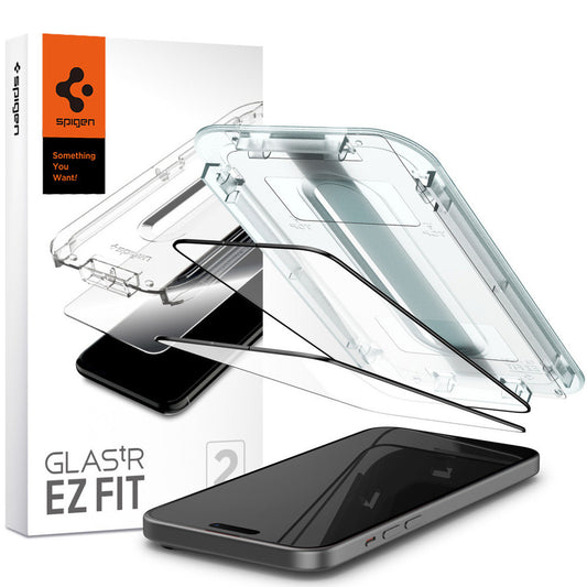 Spigen EZ Fit Full Cover 2 PCS Screen Protector iPhone 15 Plus  - Black