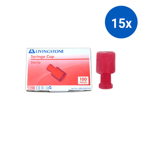 Livingstone Syringe Nozzle Closure Tip Cap Sterile 100/Box - Red x15