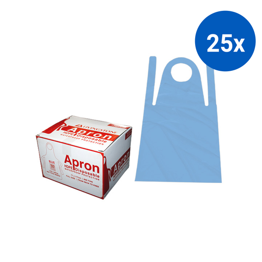 Liv Disposable Aprons Bib Type 23um 71 x 117cm HDPE 100 Packs/Box - Blue x25