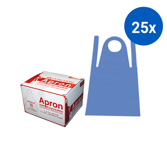Liv Disposable Aprons Bib Type 23um 71 x 117cm HDPE HACCP 100/Box - Blue x25