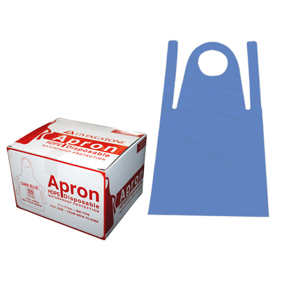Liv Disposable Aprons Bib Type 23um 71 x 117cm HDPE HACCP 100/Box - Blue x25