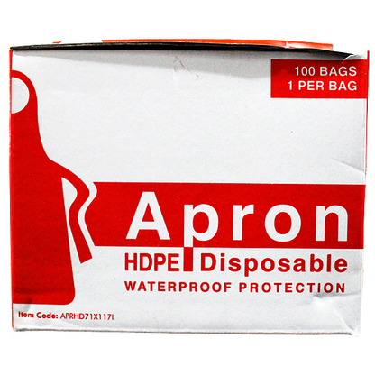 Liv Disposable Aprons Bib Type 23um 71 x 117cm HDPE Single Pack 100 Packs/Box - White x25