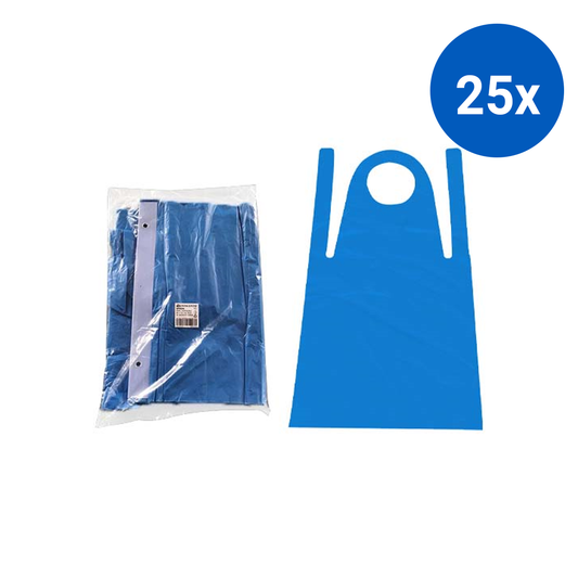 Livingstone Disposable Aprons Bib Type in Wall Hanging Dispenser 30um 84 x 123cm HDPE 100/Pack - Blue x25