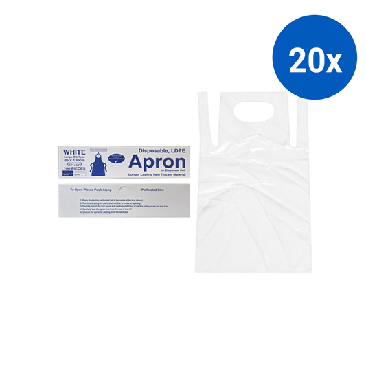 Livingstone Disposable Apron 85 x 130cm Recyclable LDPE Bib Type Perforated 100/Roll - White x20