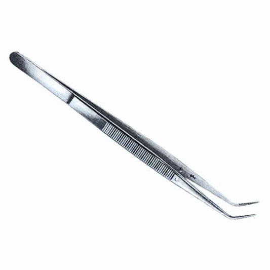 Adler Dental College Tweezers Forceps 16cm Angled with Pin Serrated Stainless Steel - Silver x30