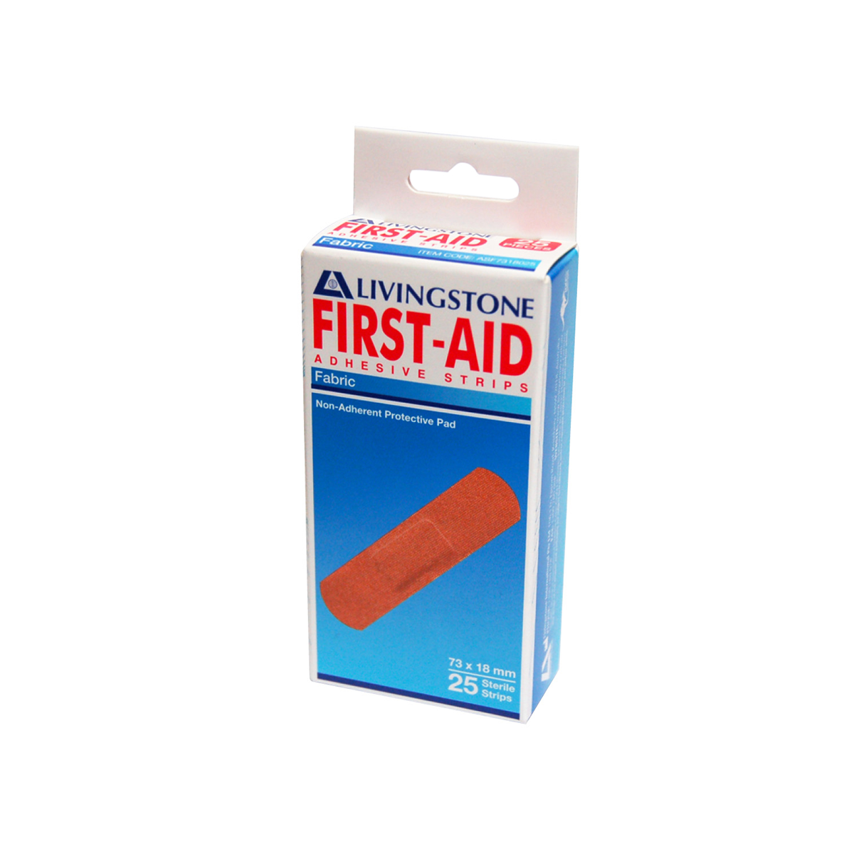 Livingstone Adhesive Fabric First Aid Strips with Pad Latex Free Sterile 73 x 18mm 25/Box - Brown x210