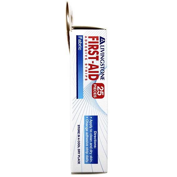 Livingstone Adhesive Fabric First Aid Strips with Pad Latex Free Sterile 73 x 18mm 25/Box - Brown x210