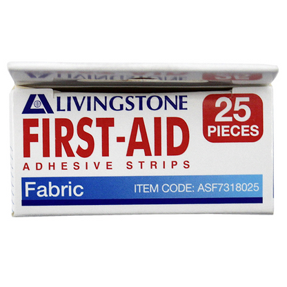 Livingstone Adhesive Fabric First Aid Strips with Pad Latex Free Sterile 73 x 18mm 25/Box - Brown x210