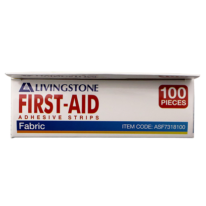Livingstone Adhesive Fabric First Aid Strips with Pad 73 x 18mm Latex Free Sterile 100/Box - Brown x70