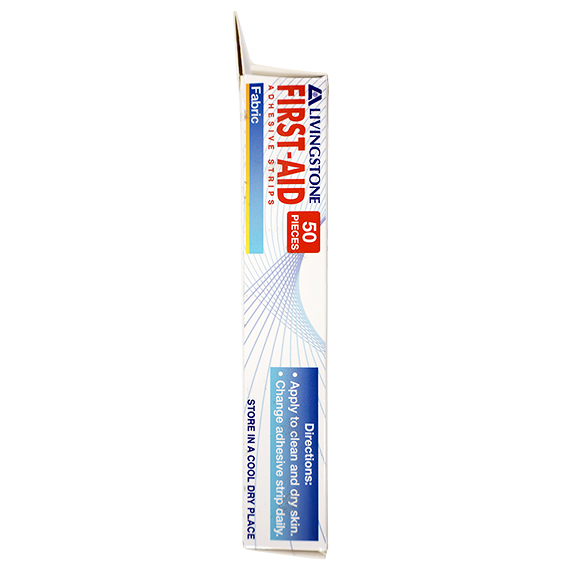 Livingstone Adhesive Fabric First Aid Strips with Pad 73 x 22mm Latex Free Sterile 50/Box - Brown x105