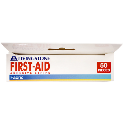Livingstone Adhesive Fabric First Aid Strips with Pad 73 x 22mm Latex Free Sterile 50/Box - Brown x105