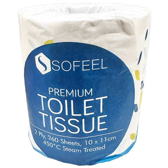 Sofeel Premium Toilet Tissues 2-Ply 11 x 10cm 260 Sheets 48 Rolls/Carton - White x15