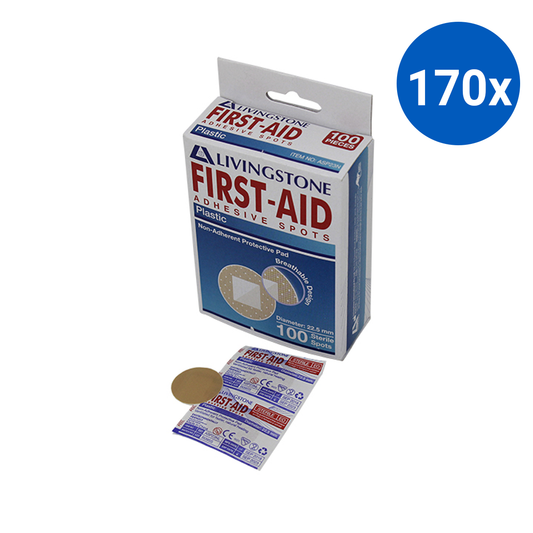 Livingstone Adhesive Round Spot Plaster 22.5mm with Pad Latex Free 100/Box - White x170