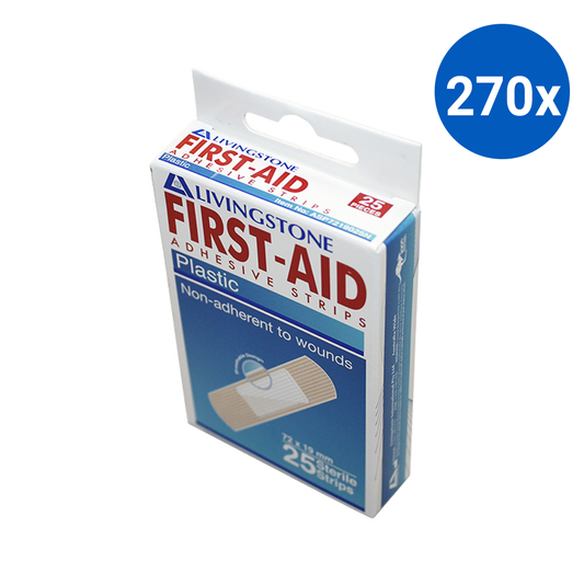 Livingstone Superior Adhesive Recyclable Plastic Strips 72 x 19mm Latex Free 25/Box - White x270