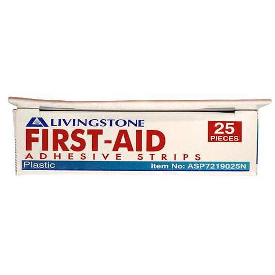 Livingstone Superior Adhesive Recyclable Plastic Strips 72 x 19mm Latex Free 25/Box - White x270