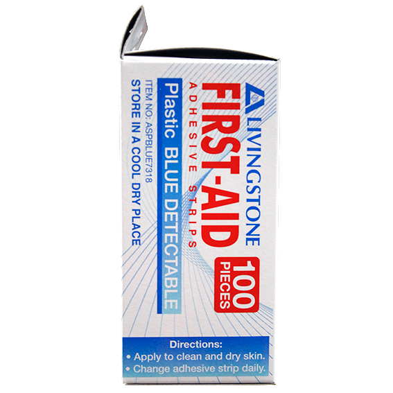 Livingstone X-Ray Metal Detectable Adhesive Strips with Pad 73 x 18mm Waterproof Latex Free 100/Pack - Blue x35