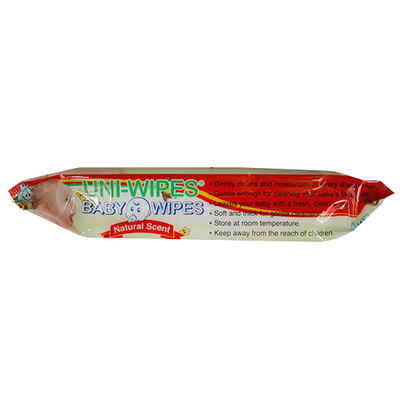 UNI-Wipe Baby Wipes Natural Scent Perfume-Free 20 x 18cm 80 Wipes Resealable Pack - White x270