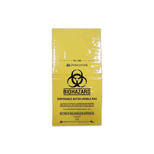 Livingstone Biohazard Autoclavable Waste Bag 30x60cm 20L Polypropylene 50/Pack 500/Carton - Yelow x5