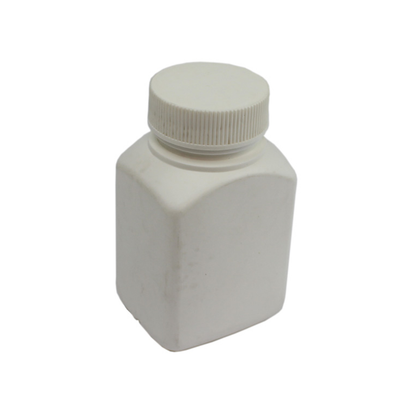 Tablet Bottle 100ml Wide Mouth Rectangle White Cap Recyclable Plastic - White x140