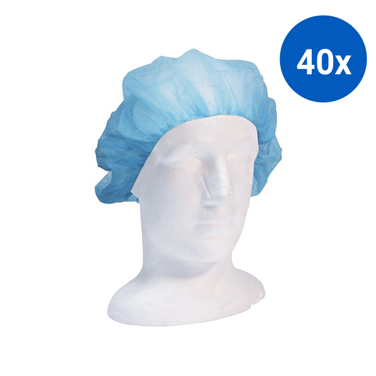 Livingstone Disposable Bouffant Hairnet Cap Nonwoven Latex Free 21" 16gsm 100/Box - Blue x40