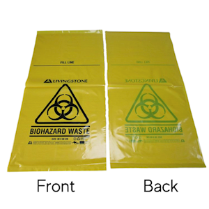 Livingstone Biohazard Waste Bag 30x60cm 12 L Recyclable LDPE 50 Pieces/Pack 500/Carton - Yellow x5