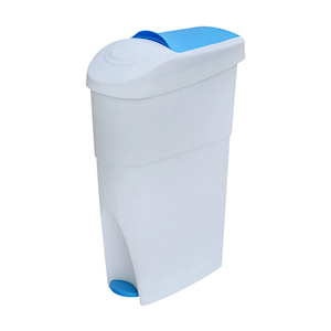 Livingstone Sanitary Pad Waste Bin Pedal 18L 360 (W) x 180 (L) x 540mm (H) - White/Blue x15