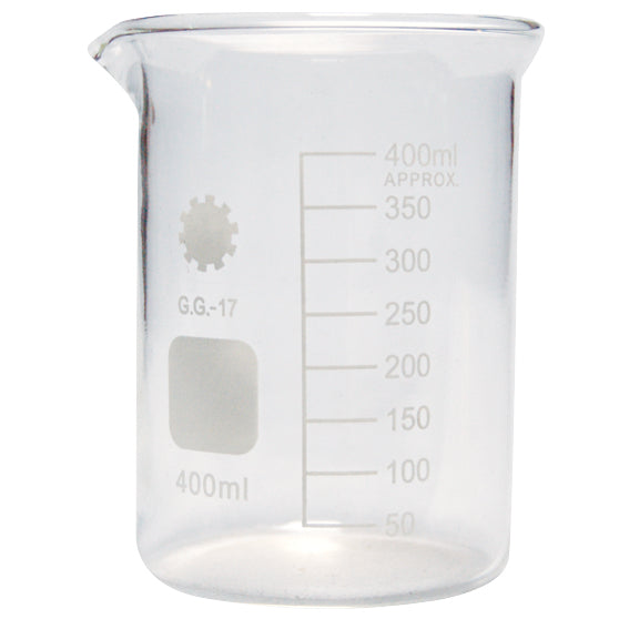 Bomex Beaker 400ml Low Form Graduated with Spout Class A Borosilicate Glass - Clear x65