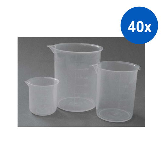 Livingstone Beaker 1000ml Low Form Graduated with Spout Recyclable Polypropylene Autoclavable - Clear x40